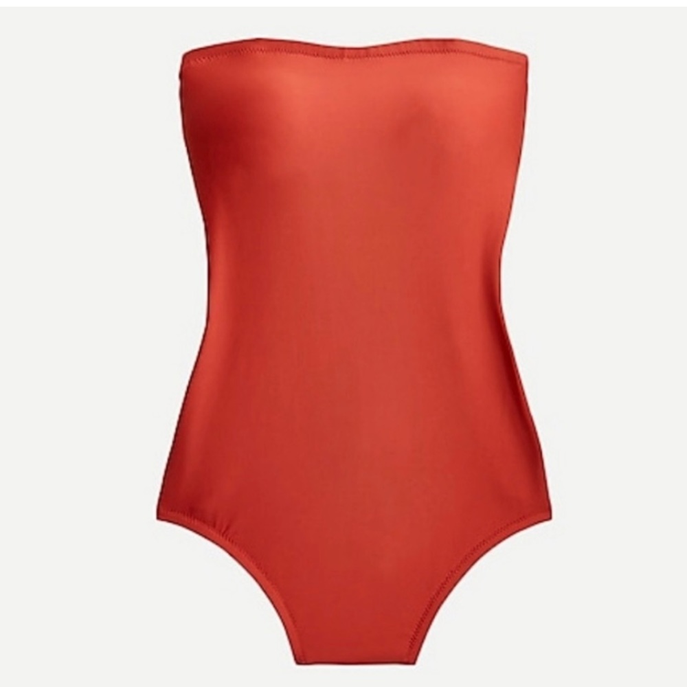 J. Crew Cross-back bandeau strapless one-piece swimsuit - Red-Rock - size 10